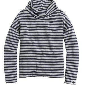 J. Crew Navy and Gray Striped cowl neck sweatshirt
